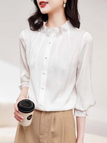 Ženska bluza od svile Mulberry, dugi rukav, proljetna kolekcija 2026, elegantan uski kroj