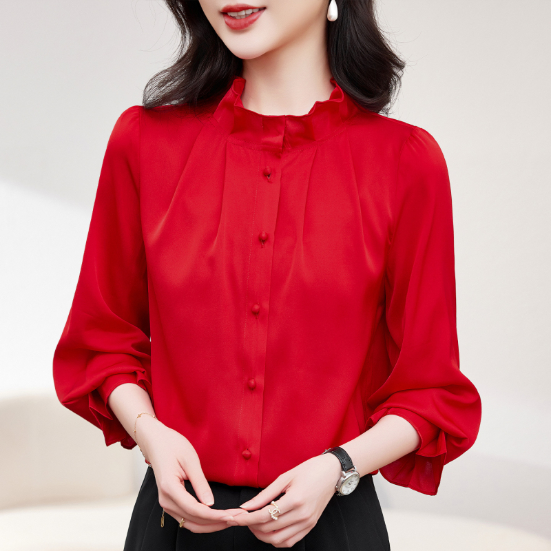 Ženska bluza od svile Mulberry, dugi rukav, proljetna kolekcija 2026, elegantan uski kroj