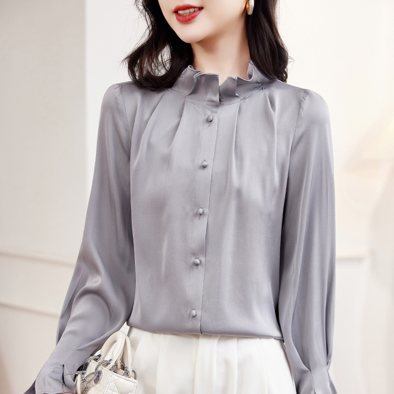 Ženska bluza od svile Mulberry, dugi rukav, proljetna kolekcija 2026, elegantan uski kroj