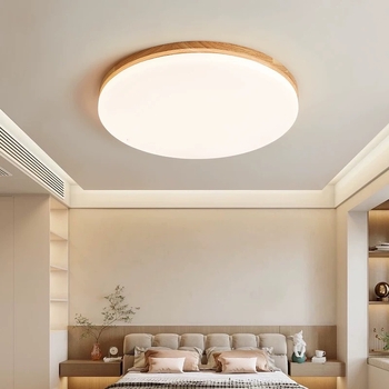 Stropna lampa od masivnog drveta, novi kineski stil, ultra-tanki kružni dizajn za spavaću sobu i dnevni boravak