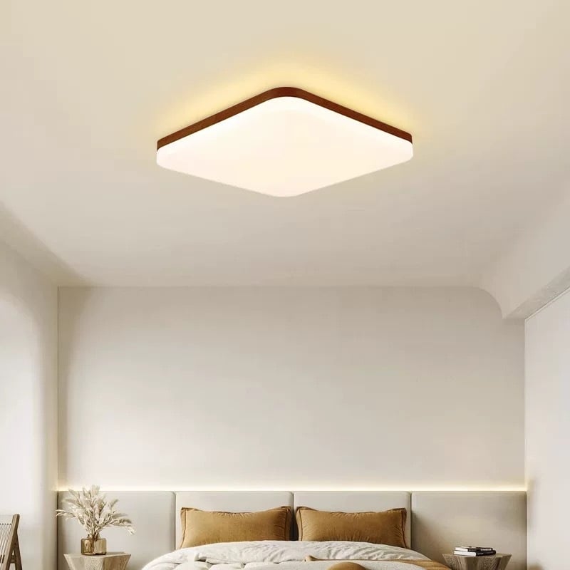 Stropna lampa od masivnog drveta, novi kineski stil, ultra-tanki kružni dizajn za spavaću sobu i dnevni boravak