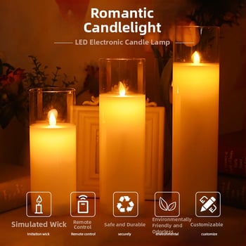 Veľká sklenená LED sviečka s hojdaním – romantická domáca atmosféra, svadba a vyznanie lásky