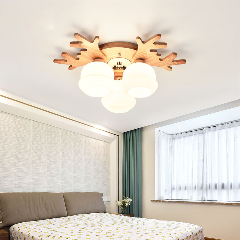 LED stropna svjetiljka u obliku jelenjih rogova, jednostavan modern Nordic stil, od masivnog drveta, za dnevni boravak, spavaću sobu i blagovaonu