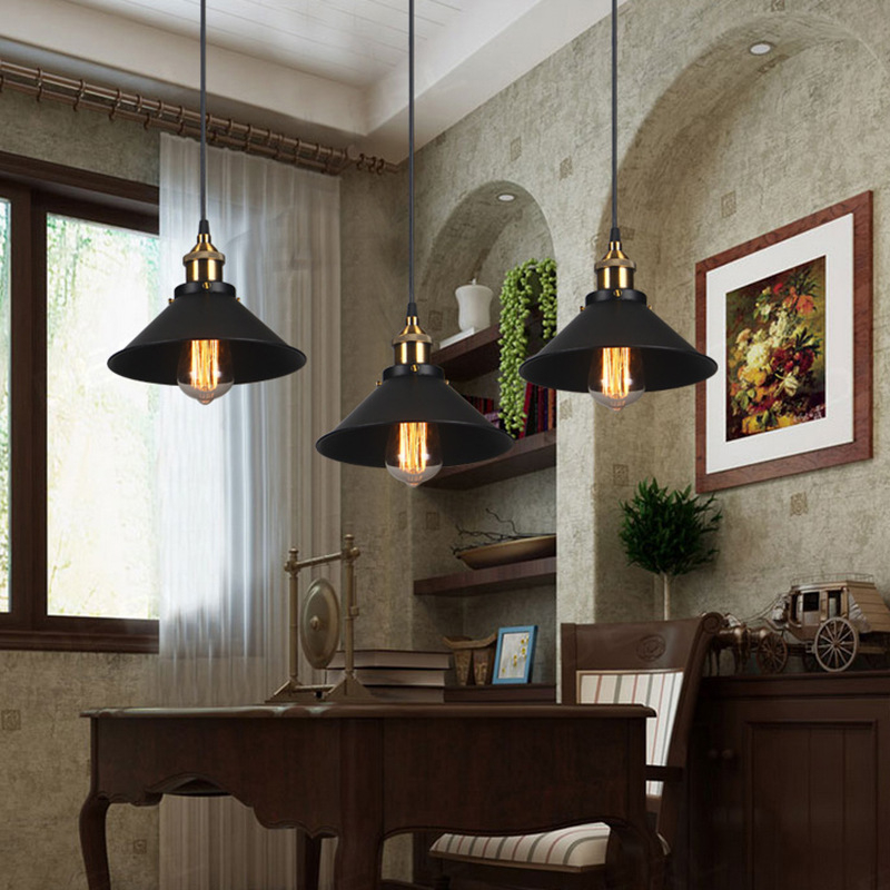Viseće svjetlo od kovanog željeza, crno, retro industrijskog stila, LED, 220V, za kafiće, barove, restorane i kuhinje