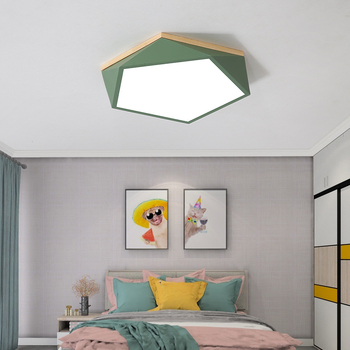 Nordijski geometrijski LED stropni svjetiljka s drvenim detaljem, moderni minimalistički dizajn za spavaću sobu, dnevnu sobu i radnu sobu