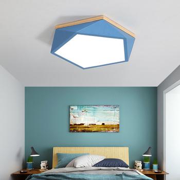 Nordijski geometrijski LED stropni svjetiljka s drvenim detaljem, moderni minimalistički dizajn za spavaću sobu, dnevnu sobu i radnu sobu