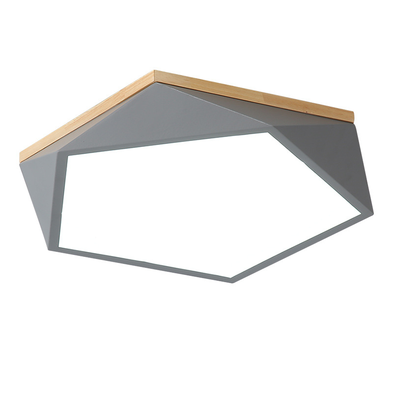 Nordijski geometrijski LED stropni svjetiljka s drvenim detaljem, moderni minimalistički dizajn za spavaću sobu, dnevnu sobu i radnu sobu