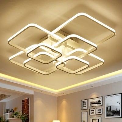 Moderna minimalistička LED plafonjera za dnevni boravak i spavaću sobu, daljinsko upravljanje, postmoderni dizajn, kovno tijelo i akrilni abažur, CRI ≥90, više od 20 LED izvora
