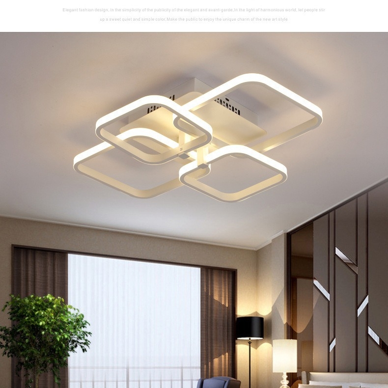 Moderna minimalistička LED plafonjera za dnevni boravak i spavaću sobu, daljinsko upravljanje, postmoderni dizajn, kovno tijelo i akrilni abažur, CRI ≥90, više od 20 LED izvora