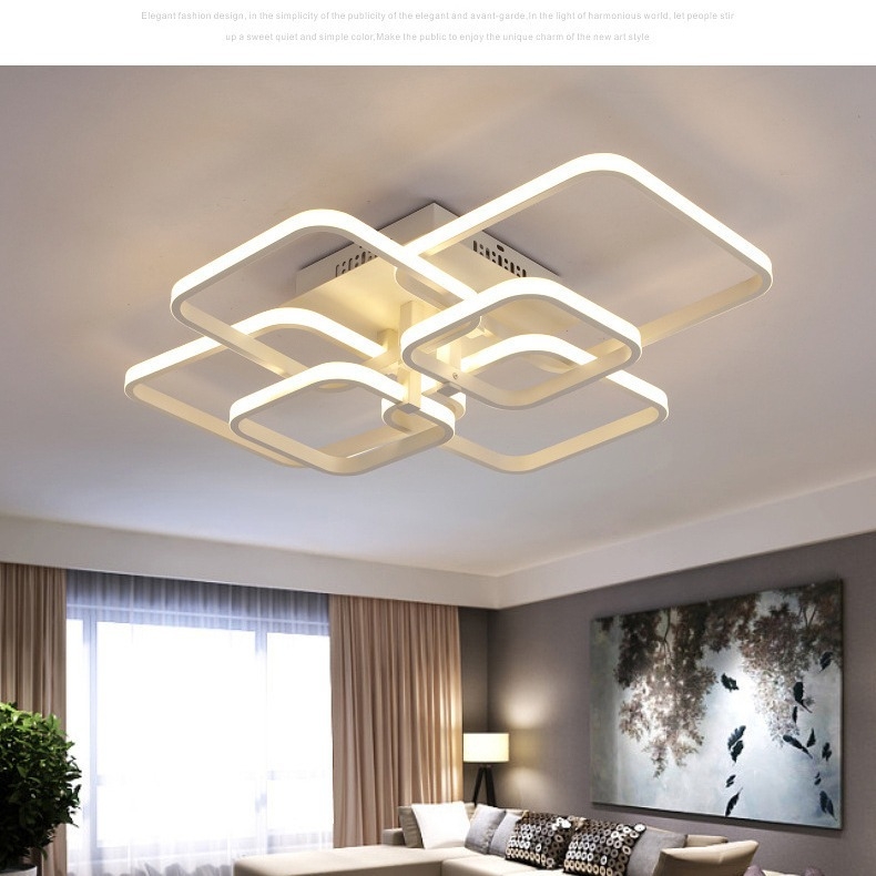 Moderna minimalistička LED plafonjera za dnevni boravak i spavaću sobu, daljinsko upravljanje, postmoderni dizajn, kovno tijelo i akrilni abažur, CRI ≥90, više od 20 LED izvora