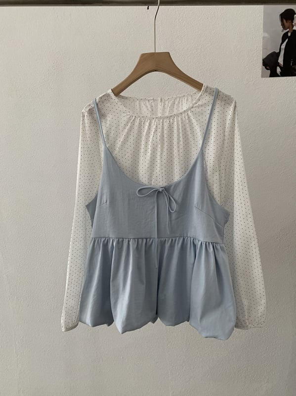 Ženski cvjetni camisole, složen uz košulom s dugim rukavima i točkicama, dvodijelni komplet, šifra 6404