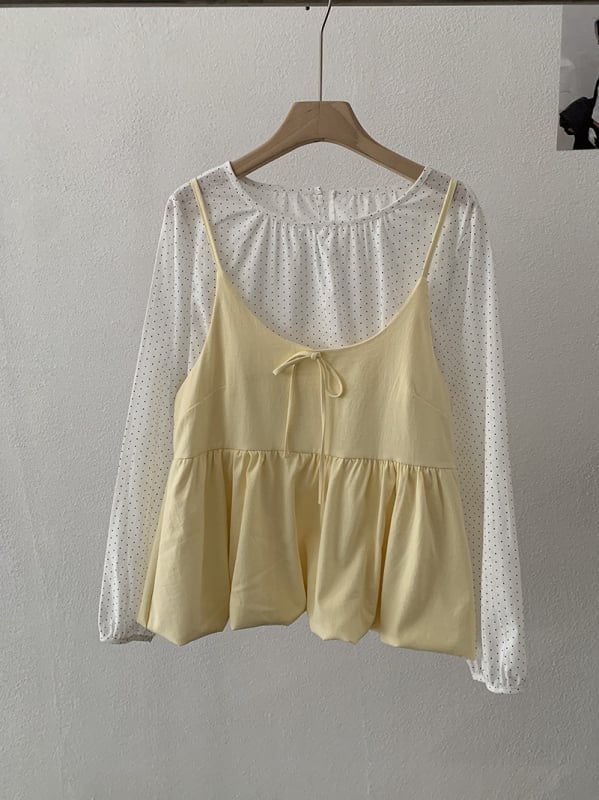 Ženski cvjetni camisole, složen uz košulom s dugim rukavima i točkicama, dvodijelni komplet, šifra 6404