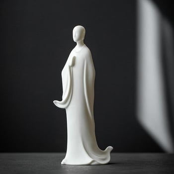 Dehua fehér porcelán Buddha – Zen kerámia tea pet, kis szerzetes gyökérfaragással, dekoráció a teaszobába