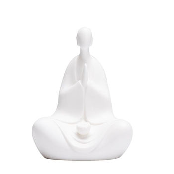 Dehua fehér porcelán Buddha – Zen kerámia tea pet, kis szerzetes gyökérfaragással, dekoráció a teaszobába