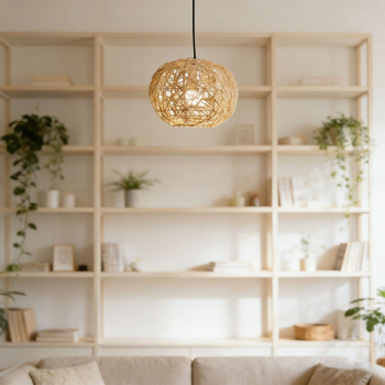 Nordic minimalist rotang gömb lámpabura, szálláshelyekre, erkélyre és teaházba, zen ihletésű gyengéd fény