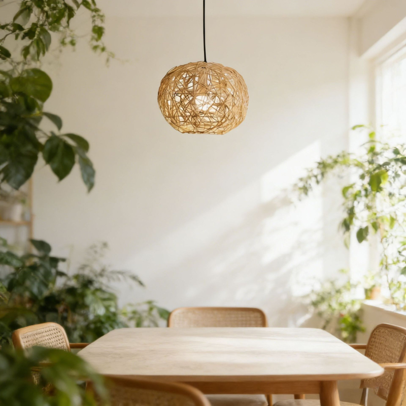 Nordic minimalist rotang gömb lámpabura, szálláshelyekre, erkélyre és teaházba, zen ihletésű gyengéd fény