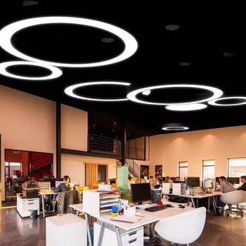 LED viseća rasvjeta za ured s prstenastim oblikom, industrijskog stila, IP44, 240 LED, 3000K/4500K/6500K, dimenzije 600×100×70 mm do 1200×100×70 mm
