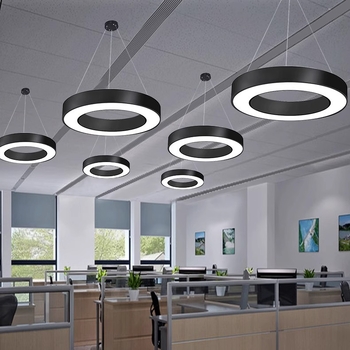 LED viseća rasvjeta za ured s prstenastim oblikom, industrijskog stila, IP44, 240 LED, 3000K/4500K/6500K, dimenzije 600×100×70 mm do 1200×100×70 mm