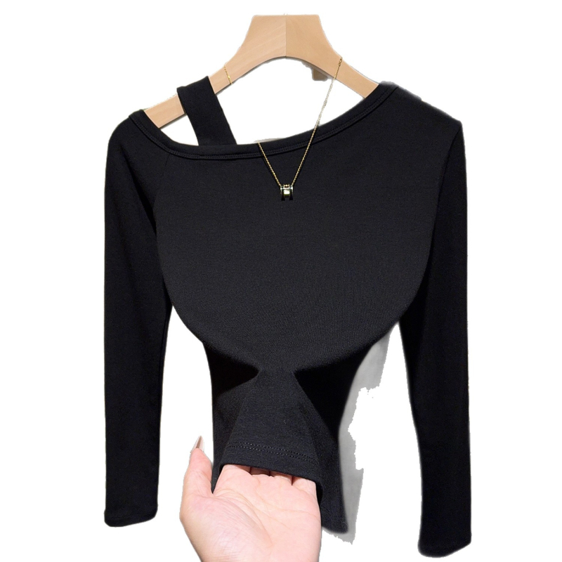 Ženski top s otvorenim ramenom, tijesnog kroja, dugi rukavi, elegantan dizajn za početak jeseni, s dijagonalnim ramenom