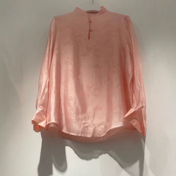 Bluza od rayon žakarda sa stojećim ovratnikom, ženska, retro cvjetni uzorak, dugi rukav, slobodan kroj