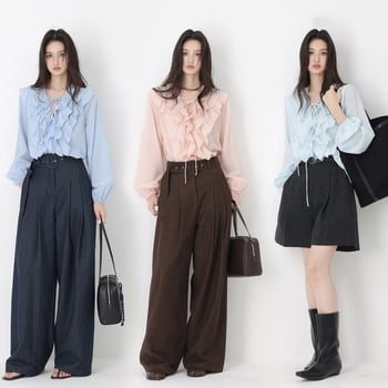 Chachastu ružna saten bluza s volanima, V-izrez, dugi rukavi, francuski stil za ranu jesen