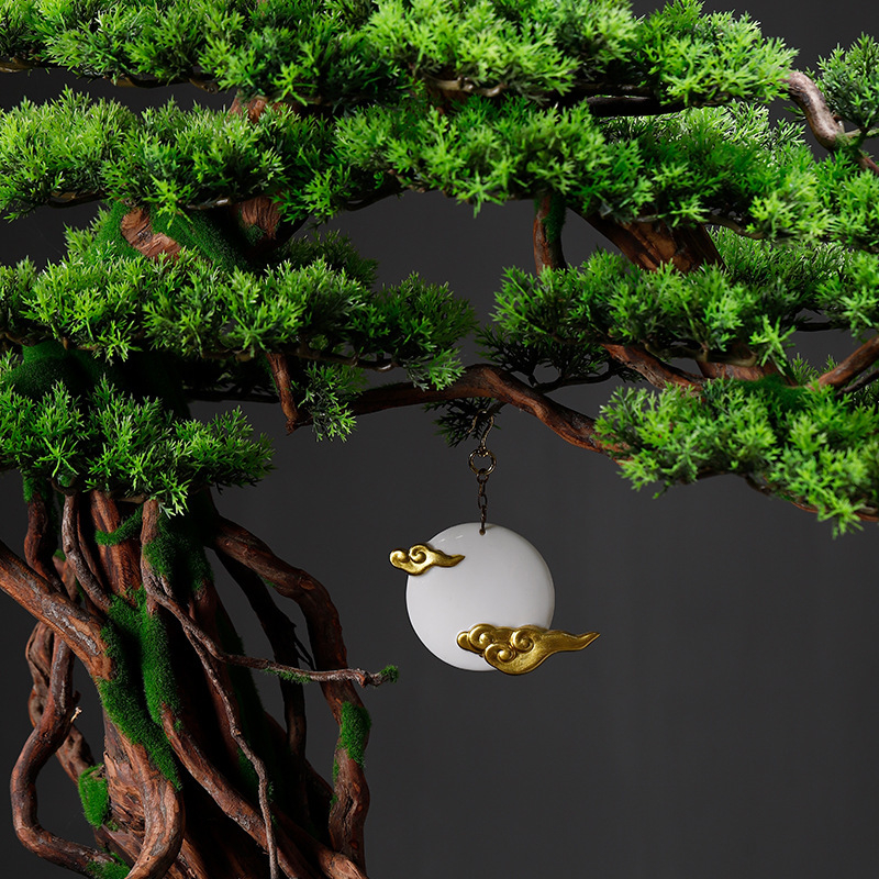 Kreatív kínai stílusú, műfenyő bonsai – Zen hangulatú asztali dekoráció bejárathoz otthonban, klubban és szállodában