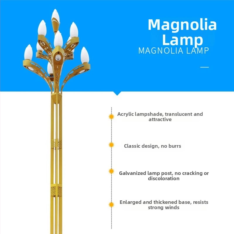 Magnólia lampa na cestné a krajinné osvetlenie, 10 m cestová lampa, 8 m mestská lampa, 12 m vysoký stĺp osvetlenia pre mestský námestie