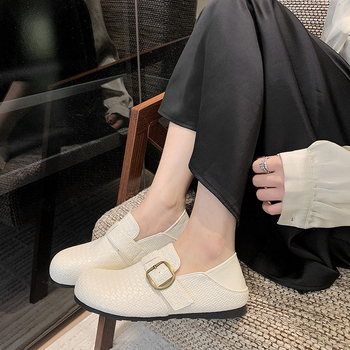 Birkenstock-stílusú nőknek, szőtt slip-on loafers, kerek orrú, 2026-os új modell, puha talp, kényelmes casual cipők