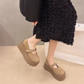 Дамски лофери с дебела подметка в ретро Birkenstock стил, с повдигане на височината, ежедневни замшеви лофери, модел пролет-есен 2026