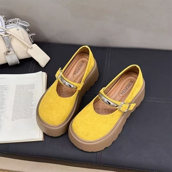 Дамски лофери с дебела подметка в ретро Birkenstock стил, с повдигане на височината, ежедневни замшеви лофери, модел пролет-есен 2026