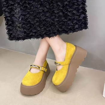 Дамски лофери с дебела подметка в ретро Birkenstock стил, с повдигане на височината, ежедневни замшеви лофери, модел пролет-есен 2026