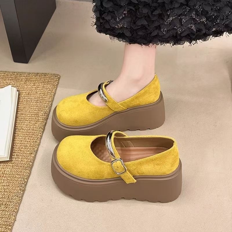 Дамски лофери с дебела подметка в ретро Birkenstock стил, с повдигане на височината, ежедневни замшеви лофери, модел пролет-есен 2026