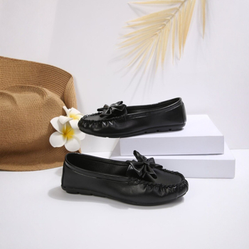 Дамски лоуфъри с панделка, плоски обувки за пролет и есен, slip-on, PU кожа, колежански стил