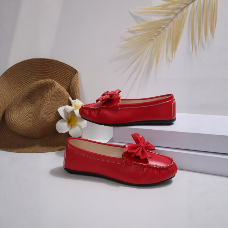 Дамски лоуфъри с панделка, плоски обувки за пролет и есен, slip-on, PU кожа, колежански стил