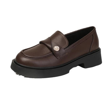 Női loaferek, 2025 tavasz–nyár új modell, vastag talpú slip-on bőrcipő, brit stílus