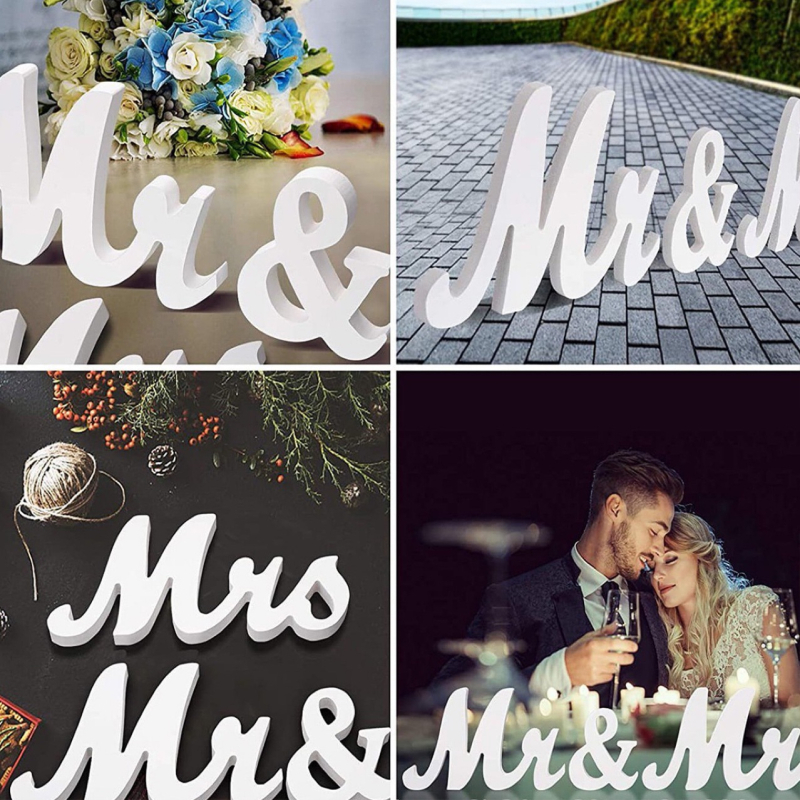 Ξύλινο διακοσμητικό Mr & Mrs για πάρτι και γάμο – διακόσμηση εγγραφής με αγγλικά γράμματα, αντικείμενο φωτογράφισης