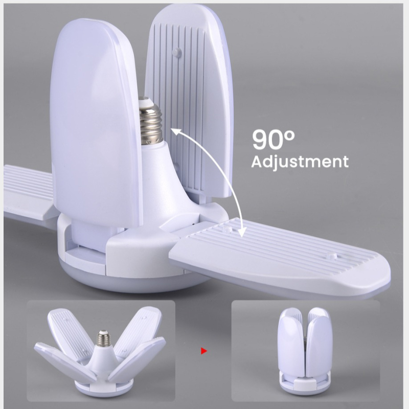 Lampa LED UFO pentru garaj, 60W, 18000 lm, fascicul 180°, IP65, E27, becuri pliabile 4+1