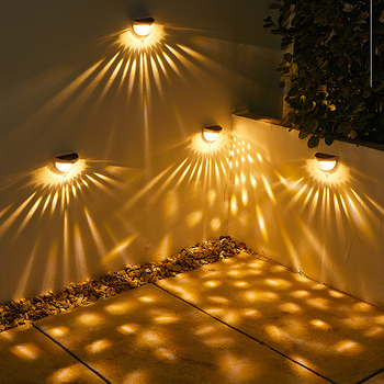 Napelemes félkör alakú kerítéslámpa, 6 LED, kültéri használatra, éjszakai és lépcsőfény a napelem panellel