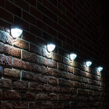 Napelemes félkör alakú kerítéslámpa, 6 LED, kültéri használatra, éjszakai és lépcsőfény a napelem panellel