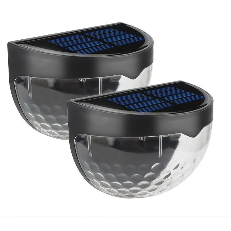 Napelemes félkör alakú kerítéslámpa, 6 LED, kültéri használatra, éjszakai és lépcsőfény a napelem panellel