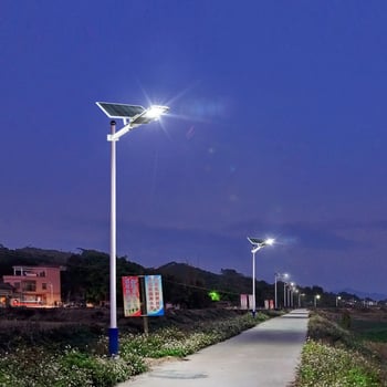 Слънчево LED улично осветление за селски и общински пътища, външно IP65 водоустойчиво, дизайн Златно Бобче, дистанционно управление, 12V, 24–36 ч