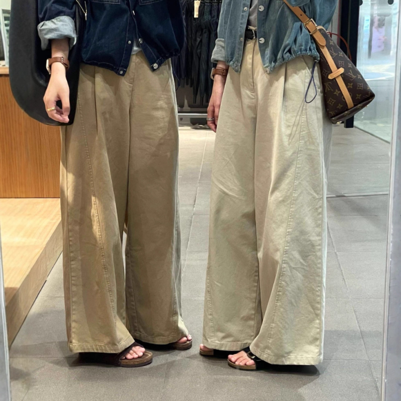 Ženske široke hlače s drapiranim krojem, visokim strukom, casual stil, duge