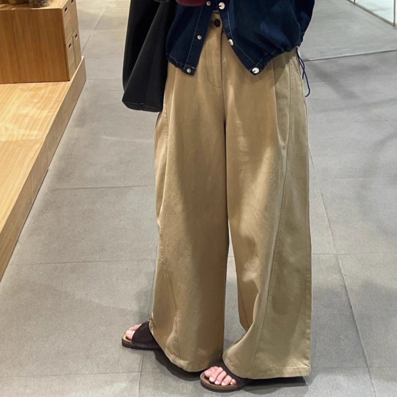Ženske široke hlače s drapiranim krojem, visokim strukom, casual stil, duge