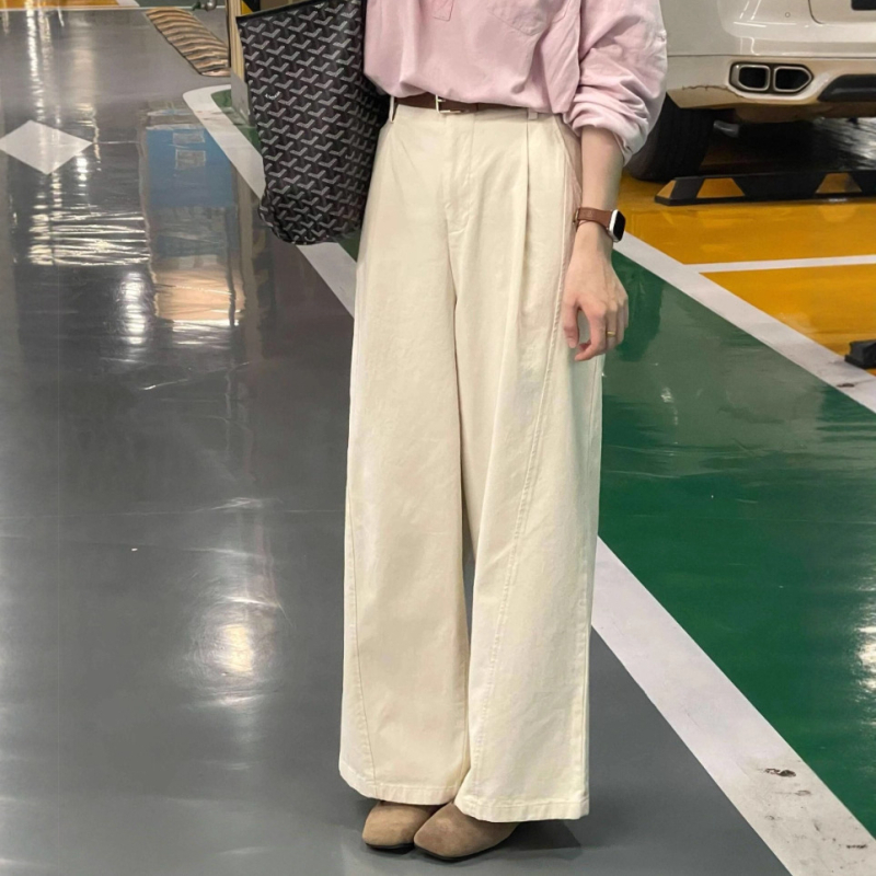 Ženske široke hlače s drapiranim krojem, visokim strukom, casual stil, duge