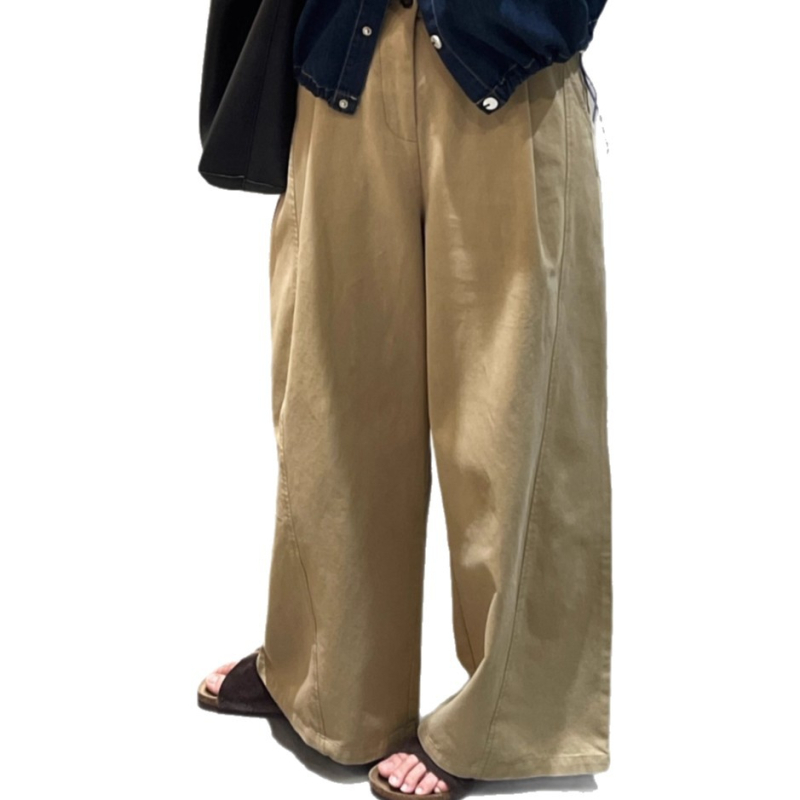 Ženske široke hlače s drapiranim krojem, visokim strukom, casual stil, duge