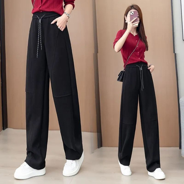 Žute hlače banana za žene, visoki pojas, široke, ravne, casual stil, 2025 proljeće-jesen
