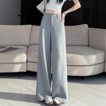 Pantaloni trening femei patchwork în stil american, primăvara 2026, croială largă, lejeri, casual, cu drapaj