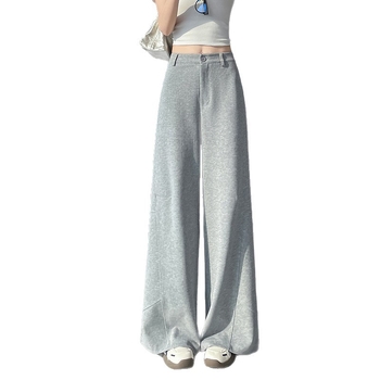 Pantaloni trening femei patchwork în stil american, primăvara 2026, croială largă, lejeri, casual, cu drapaj