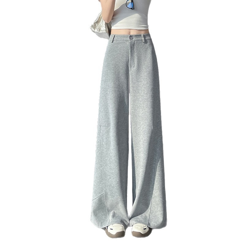 Pantaloni trening femei patchwork în stil american, primăvara 2026, croială largă, lejeri, casual, cu drapaj