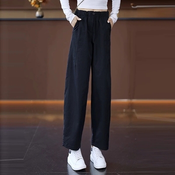 Pantaloni de damă pentru început de toamnă, cu model floral, lungi, talie cu detaliu floral, croială lejeră balloon-harem, talie elastică, casual